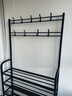 家用衣架鞋架一體簡(jiǎn)易衣帽架門(mén)口多層鞋架多功能簡(jiǎn)約出租房用鞋柜 黑色80cm【帶層板】 曬單實(shí)拍圖