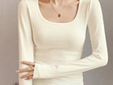 歐迪芬打底衫女法式U領(lǐng)內搭秋冬季基礎針織長(cháng)袖T恤貼身高彈柔軟白XL 曬單實(shí)拍圖