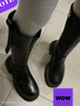 啄木鳥(niǎo)品牌鞋英倫風(fēng)高筒騎士靴女2025秋冬新款長(cháng)筒靴小個(gè)子厚底增高長(cháng)靴 黑色單里 37 標準尺碼 曬單實(shí)拍圖
