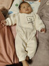 心楠寶寶保暖連體衣春秋冬季加絨哈衣男女小童暖絨外出服嬰兒室內爬服 米色小熊暖絨包邊連體衣 66cm 曬單實(shí)拍圖