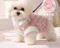 貝初眾狗狗衣服可牽引貓衣服比熊泰迪博美小型犬小狗冬季保暖寵物衣服 富貴兔毛小外套-粉 M 建議3-5斤 曬單實(shí)拍圖