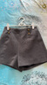 Olrain歐芮兒灰色高腰休閑褲冬季女裝通勤百搭毛呢短褲女褲衣服 灰色 L 曬單實(shí)拍圖