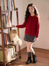 小豬彼特女童秋冬拜年服兒童2025新年衣服紅色毛衣套裝冬季裙子圣誕節服裝 19741紅色+4512紅色【不含圍巾】 150 cm 曬單實(shí)拍圖