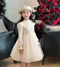迪士尼（Disney）女童連衣裙禮服小眾高端冬季兒童生日公主裙花童小女孩鋼琴表演服 加絨香檳色 【贈送項鏈】 110  現貨立發(fā) 曬單實(shí)拍圖