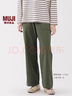 MUJI女式水洗人字紋工裝直筒褲褲子女款長(cháng)褲休閑褲純棉女裝25年冬季 卡其綠 S （155/62A） 曬單實(shí)拍圖