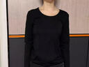 浪莎（LangSha）100%純棉秋衣女士圓領(lǐng)全棉打底衫低領(lǐng)單件上衣無(wú)痕保暖內衣黑線(xiàn)衣 【黑色】·100%純棉抗菌防螨 XL /170 曬單實(shí)拍圖