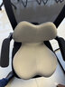 日本加熱坐墊靠背一體辦公室座椅墊按摩靠墊久坐護腰矯正連體腰靠 坐靠墊一體 按摩熱敷款 灰色 曬單實(shí)拍圖