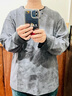 頂峰保羅（Dingfengbaoluo）慵懶風(fēng)假兩件長(cháng)袖t恤美式復古扎染半拉鏈寬松上衣XDN19深灰色L 曬單實(shí)拍圖