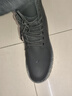井邁牛皮馬丁靴男高幫皮鞋男靴中幫工裝靴秋冬季加絨增高黑色機車(chē)靴子 黑色高幫啞光【四季款】 45 碼（=運動(dòng)鞋46） 曬單實(shí)拍圖