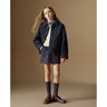 ELLE KIDS童裝 菱格絎棉牛仔棉服女童冬季新款休閑翻領(lǐng)金屬標外套 藏青色 150 曬單實(shí)拍圖