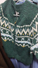 UR冬季新款女裝復古幾何圖案雙拉鏈針織開(kāi)衫UYL950136+ 深綠 S 曬單實(shí)拍圖