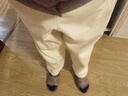 蕉內非常褲503Regular女士空氣棉錐形衛褲顯瘦顯腿長(cháng)通勤運動(dòng)休閑褲子 【加絨】牙白 M 曬單實(shí)拍圖