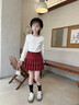 NICKYBABY女童半身裙秋冬毛呢短裙兒童2026新款紅色年服裙子大童格子百褶裙 4539紅色格子百褶裙 120 cm 曬單實(shí)拍圖