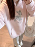 LDBE粉色小鹿費爾島刺繡連帽衛衣女秋冬韓系設計感小眾寬松慵懶風(fēng)外套 粉色【秋冬加絨】 2XL 135-155斤 曬單實(shí)拍圖