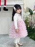 班喜迪女童連衣裙春裝國風(fēng)寶寶公主裙套裝過(guò)年旗袍裙周歲禮服兒童網(wǎng)紗裙 粉色 100 曬單實(shí)拍圖