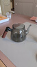 美斯尼 茶壺玻璃泡茶壺 加厚耐熱煙灰色玻璃泡茶器木柄功夫茶具 墨色木柄壺 曬單實(shí)拍圖