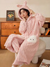 浪莎女士睡袍女秋冬加絨加厚珊瑚絨開(kāi)衫寬松保暖褲子兩件套家居服套裝 曬單實(shí)拍圖