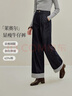 茵曼（INMAN）【加絨褲】2026春季女裝新款萊賽爾棉原色翻邊闊腿牛仔褲寬松褲子 深牛仔藍-第二批 29 曬單實(shí)拍圖