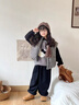 G.duck女童秋冬裝套裝2025新款時(shí)髦寶寶加保暖厚衣服兒童冬季韓系三件套 單件格子夾棉馬甲 90 cm 曬單實(shí)拍圖