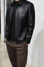 羅蒙（ROMON）海寧真皮皮衣男冬季頭層牛皮加絨加厚皮夾克外套中老年翻領(lǐng)爸爸裝 黑色翻領(lǐng) 記2102 輕薄 L 175 曬單實(shí)拍圖