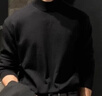羅蒙（ROMON）仿德絨半高領(lǐng)打底衫男秋季配大衣西裝內搭加絨成熟穩重男長(cháng)袖t恤 黑色【高質(zhì)量】 4XL (190) 曬單實(shí)拍圖