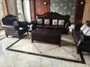 帕芭莎（PABUSIOR）美式真皮沙發(fā)實(shí)木頭層牛皮沙發(fā)組合客廳家具歐式黑胡桃木別墅沙發(fā) 單人+雙人+三人+茶幾+電視柜 豪華版+國產(chǎn)牛皮【耐用10年】 曬單實(shí)拍圖