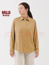 MUJI 女式 法蘭絨 襯衫領(lǐng) 長(cháng)袖襯衫襯衣內搭上衣純棉冬季女裝格子 暗黃色 M （160/84A） 曬單實(shí)拍圖