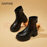 DAPHNE高跟短靴女爆款2025新款秋冬季百搭厚底英倫風(fēng)切爾西馬丁靴 曬單實(shí)拍圖