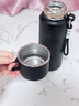 初聽(tīng)大容量保溫杯男款316不銹鋼大號水壺男士運動(dòng)便攜帶茶隔泡茶杯子 黑色800ML【雙層杯蓋+便攜提手】 曬單實(shí)拍圖