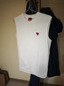 查爾斯桃心夏季坎肩男士背心寬肩寬松健身運動(dòng)汗衫無(wú)袖t恤 白色 L  曬單實(shí)拍圖