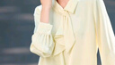 尚都比拉優(yōu)雅氣質(zhì)輕熟時(shí)尚飄帶領(lǐng)襯衫女長(cháng)袖雪紡衫通勤百搭上衣 杏色 L  曬單實(shí)拍圖