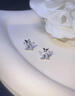 BJYLs999足銀鑲鉆蝴蝶耳釘女養耳洞睡覺(jué)免摘純銀耳環(huán)2025年爆款耳飾女 S999足銀閃鉆蝴蝶耳釘（一對價(jià)） 曬單實(shí)拍圖
