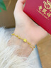 老鳳祥幸運四葉草黃金手鏈女足金雙層手串新年情人節禮物送女友老婆生日 足金四葉草+925銀幸運珠雙層手鏈 曬單實(shí)拍圖