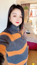 恒源祥羊毛撞色條紋高領(lǐng)針織衫加厚保暖毛衣新款秋冬寬松上衣洋氣打底 南瓜橘條紋  高級配色 保暖 加厚 XL 建議體重125-150斤 曬單實(shí)拍圖
