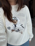 Teenie Weenie小熊女裝衛衣2025冬季新款休閑舒適大熊刺繡圓領(lǐng)上衣 象牙白 S 曬單實(shí)拍圖