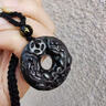 優(yōu)格麗彩虹眼冰種黑曜石雙貔貅吊墜平安扣男女款情侶金曜石項鏈護身符 冰彩黑曜款（配珠鏈） 曬單實(shí)拍圖