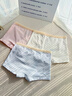 貓人（MiiOW）女童內褲兒童純棉a類(lèi)平角四角短褲寶寶小女孩中大童不夾屁屁 清新粉+淡雅蘭+香檳膚+本白 共 4條 110 CM推薦20-30斤 曬單實(shí)拍圖
