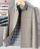 夢(mèng)特嬌（MONTAGUT）桑蠶絲男士透氣外套休閑翻領(lǐng)內格紋純色男士夾克 JC 卡其色 XL 曬單實(shí)拍圖