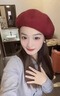 鑫諾翔毛呢帽子女士貝雷帽秋冬百搭畫(huà)家帽蓓蕾帽毛呢禮帽冬天時(shí)尚南瓜帽 皮粉 均碼 曬單實(shí)拍圖