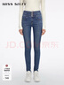 MISS SIXTY2025秋季新款牛仔褲女三環(huán)高腰緊身顯瘦小腳九分鉛筆褲 中藍 25 曬單實(shí)拍圖