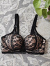 維多利亞的幻境法式小胸聚攏內衣女加厚顯大性感蕾絲收副乳防下垂文胸平胸 透黑色套裝 M 34/75（AB通） 曬單實(shí)拍圖