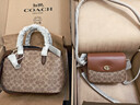 蔻馳（COACH）【禮物】女士拼色LEGACY 28號CARRYALL手袋真皮單肩斜挎冬季女包 B4/棕黃色 棕色 曬單實(shí)拍圖