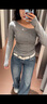 UR2025秋季新款女裝潮流斜肩褶皺貼鉆不規則針織衫UYV950067 冷灰 (微扎注意洗滌) M 曬單實(shí)拍圖