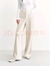 太平鳥(niǎo)女裝休閑褲高腰雪尼爾直筒長(cháng)褲秋冬加厚闊腿褲子 米白色 M 曬單實(shí)拍圖