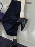 闊色藏藍色氣質(zhì)半身裙褲女裝2025秋冬季新款小個(gè)子通勤高腰七分褲 藏藍色 S /S 曬單實(shí)拍圖