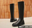 百麗（Belle）周雨彤同款月光騎士靴女冬季商場(chǎng)款顯瘦長(cháng)靴3EL73DG4 【周雨彤同款】柔霧黑（啞光面） 36 (230mm) 曬單實(shí)拍圖