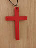 萬(wàn)圣節首飾男女時(shí)尚復古暗黑風(fēng)首飾品趣味搞怪木質(zhì)十字架毛衣鏈子 紅色 曬單實(shí)拍圖