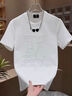 2025夏季新款男士圓領(lǐng)短袖T恤時(shí)尚潮流亮片刺繡字母體恤衫半袖衫 白色 L 曬單實(shí)拍圖