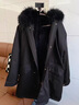 皮爾卡丹（pierre cardin）派克服男皮草中長(cháng)款水貂毛內膽狐貍毛領(lǐng)可拆卸貂皮大衣冬新款外套 過(guò)膝款黑色外殼黑色水貂毛內膽 3XL 133-150斤 曬單實(shí)拍圖