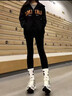 浪莎（LangSha）加絨鯊魚(yú)褲女冬款高腰收腹空姐灰加厚羊羔絨超厚打底褲子瑜伽安全 黑色-加厚羊羔絨 M 【80-110斤可穿】 曬單實(shí)拍圖